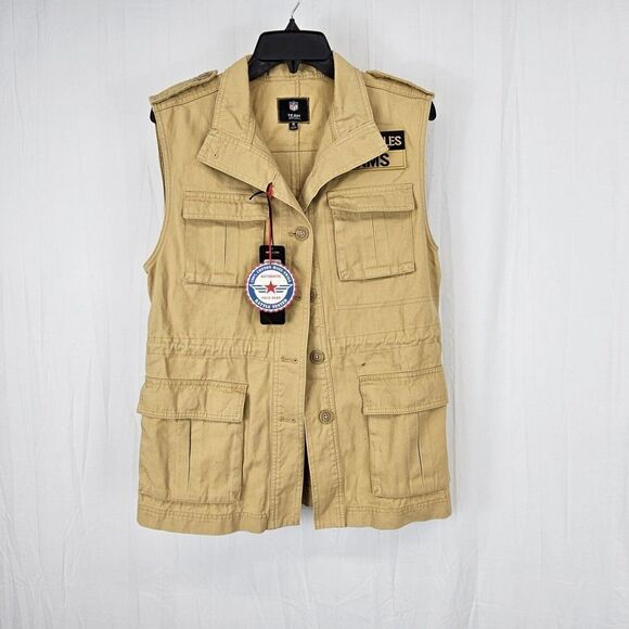 NFL Los Angeles Rams Women's  Khaki Vest Pockets Cargo Size Medium - Picture 1 of 6